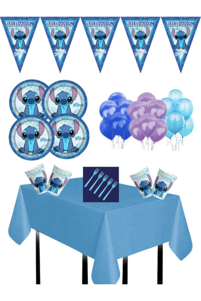 Parti Furyası Stitch 32 Kişilik Doğum Günü Parti Seti – Tabak Bardak Peçete B...