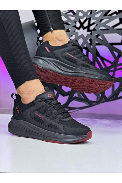 homiro Pantofi sport unisex cu talpă înaltă - Negru Roșu