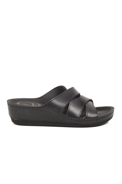 Aspor Black Anatomical Women's Wedge Heel Slippers