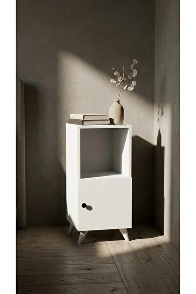 Projemob Miramob Raf Bölmeli ve Kapaklı Modern Başucu Sehpası Çok Amaçlı Komo...