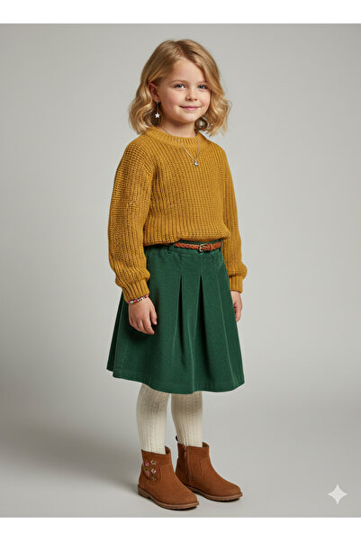 CLOUDY WEAR&DESİGN Girl's Crew Neck Thessaloniki Knit Sweater (Ages 2-13)