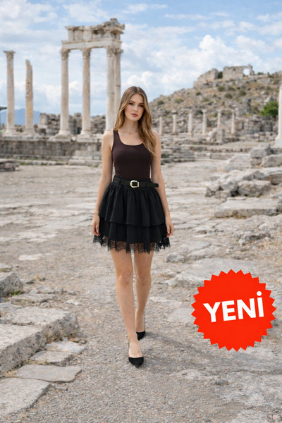 winmoda Fusta mini în dantelă straturi pentru femei – Pachet de ghipură fuste...