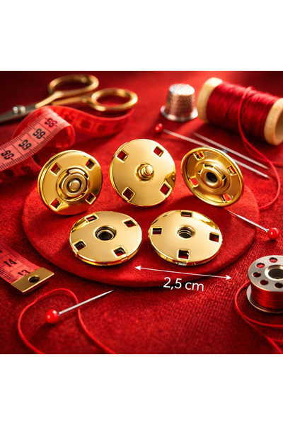 İMREN AKSESUAR Snap Fasteners 2.5 cm Light Gold Hanger Covered with Zamak 1 P...