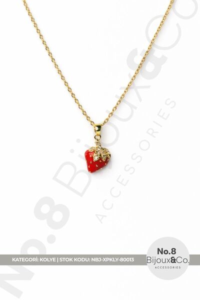 No.8 Bijoux&Co. Accessories Xuping Altın Renk Kırmızı Taşlı Çilek Figürlü Kol...