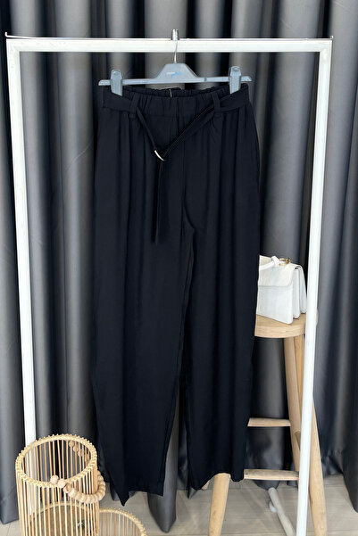 Chamakh بنطلون شالوار بتفاصيل بيل حزام - أسود