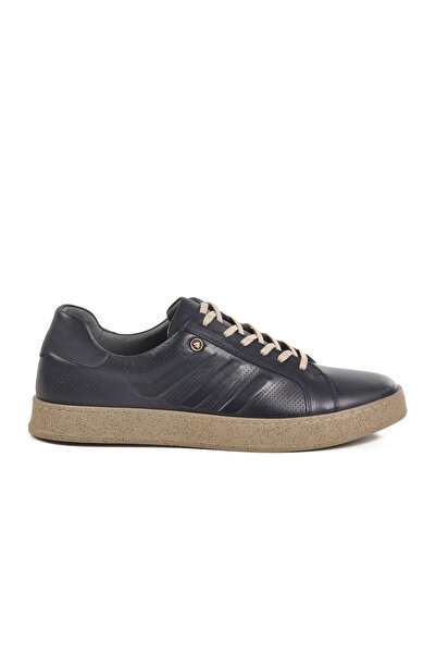 Aspor Navy Blue Genuine Leather Men's Casual Shoes