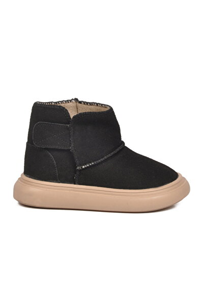 Aspor Black Suede Velcro Baby Girl Boots