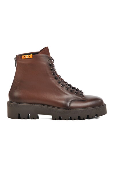Aspor Brown Genuine Leather Flat Men's Boots Premium