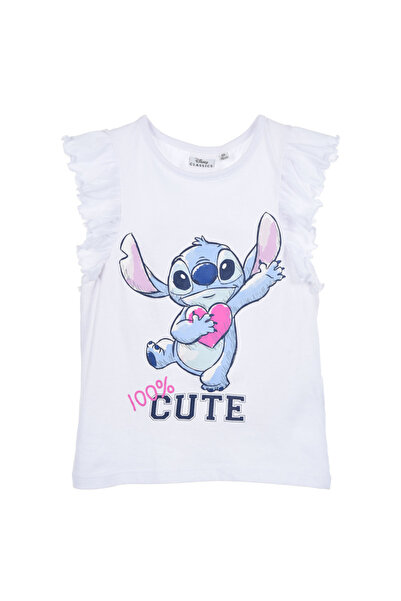 Lilo & Stitch Cotton short sleeve t-shirt with ruffle, Cute 104 CM 4 years White