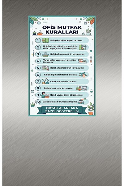 Gokco Buzdolabı Magneti İşyeri Buzdolabı Kuralları 12x8 Ebat