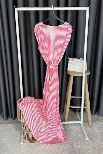 EGZOTİK ASORTİK Wicker Belt Piece Dress-Rose Pink Pink