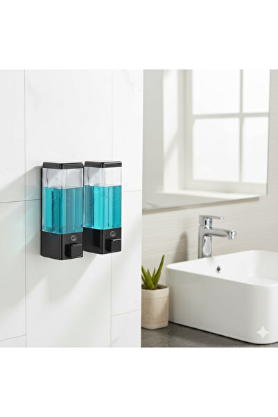 DLN SHOP 2 Pieces Wall Mounted Liquid Soap Dispenser Shampoo Dispenser. Both ...
