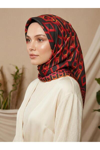 Armine Silk Scarf - 9172D-81 - Sura - Dark Gray, Red, Pink