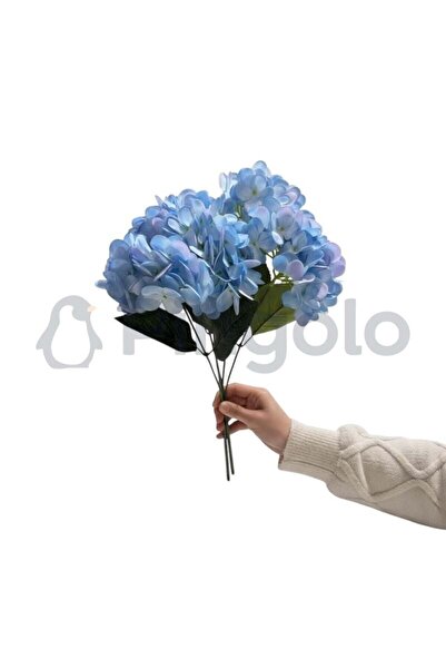 Pingolo Hydrangea 5-Branch Artificial Flower Png-505-Light Blue