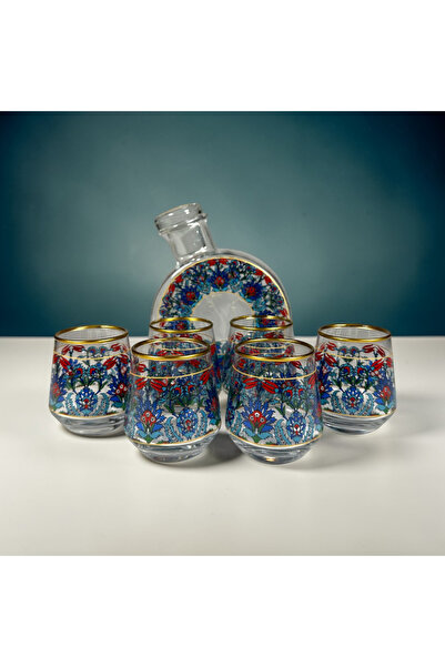 Zey-Al 7 Parça Lale Desenli Cam Zemzem Takımı - Hac ve Umre Hediyelik Set