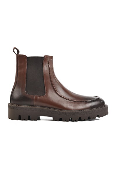 Aspor Brown Genuine Leather Men's Chelsea Boots Premium