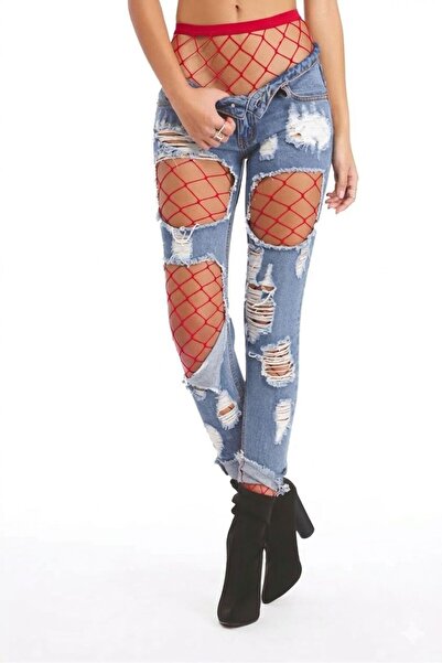 Daymod Fiona Waist Mesh Pantyhose Red