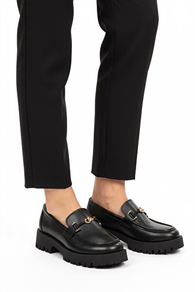 Aspor Black Thick Sole Women's Casual Shoes