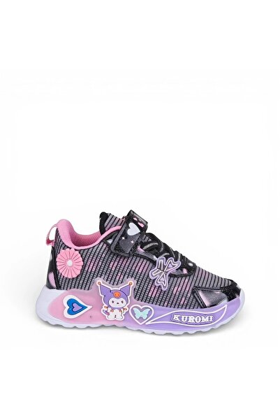 kuromi 726 طبي حذاء بناتي أسود/وردي مريح ومضيء حذاء رياضي