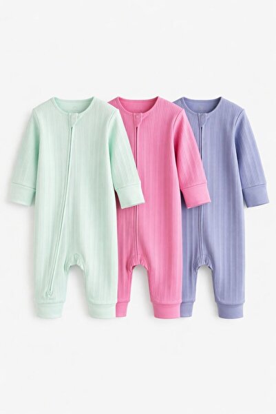 Next Baby Cotton Pcs Pastel Colors 3-Piece Jumpsuit Set