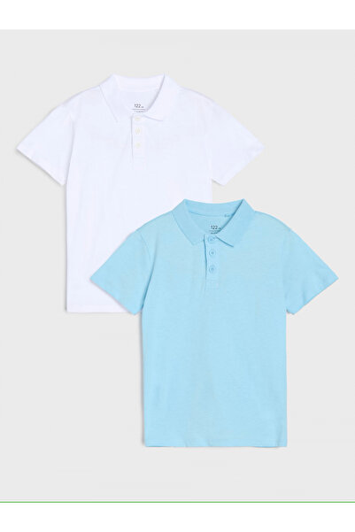 OEM Σετ 2 κοντομάνικων μπλουζών πόλο, από βαμβάκι, 8-9 ετών, Πολύχρωμο
