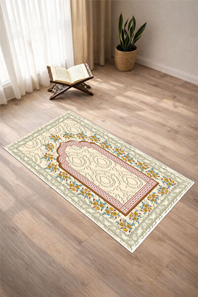 Pelura Halı Classic Patterned Digital Print Pcs Non-Slip Washable Prayer Rug