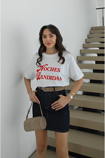 Havoş Λευκό μπλουζάκι με στάμπα Noches Bandidas