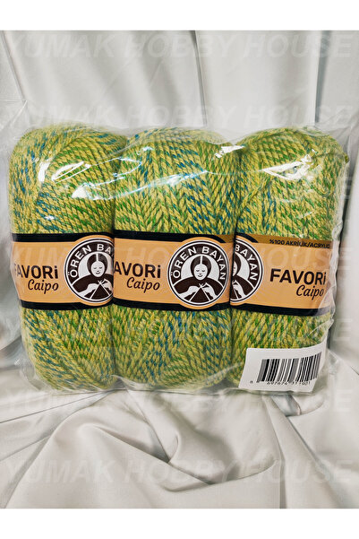 Ören Bayan FAVORİ CAİPO Yeşil Ebruli El Örgü İpi (3 Adet) - Renk: 228