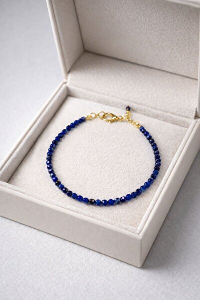 Agatella Tasarım Faceted Cut Lapis Lazuli Natural Stone Bracelet – Elegant Wo...