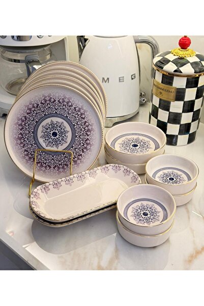 Onedekor 14 Parça Asya Purple Kahvaltı Takımı