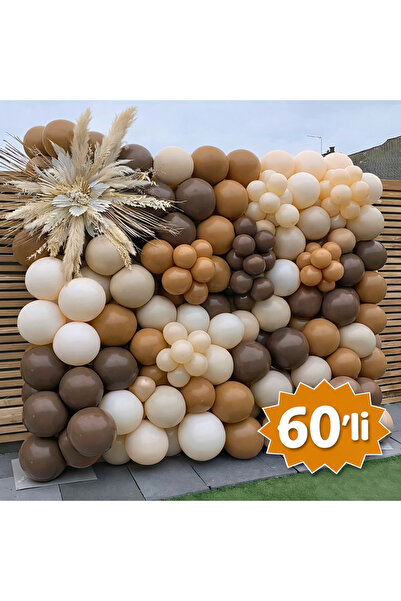 KAR TANESİ 60’li Çikolata Kahve Karamel Deniz Kumu Beyaz Balon Seti Doğum Gün...
