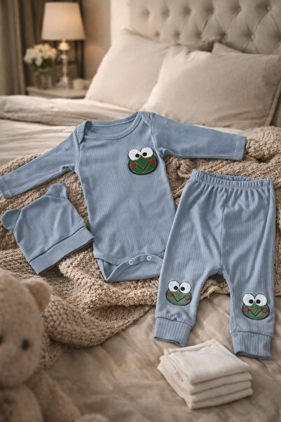 OEM Compleu bebeluși 3 piese – Albastru inchis - cu broscuta