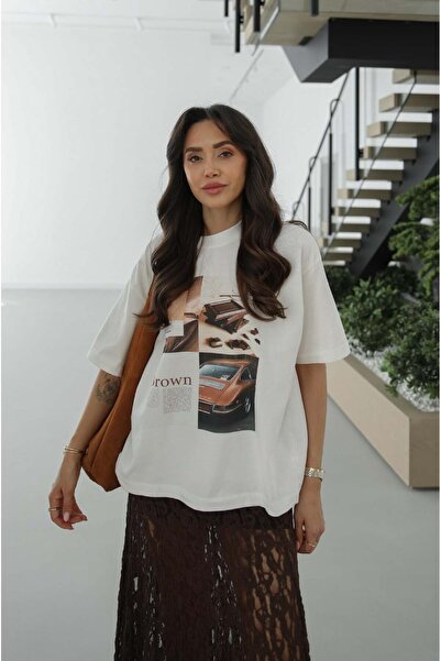 Havoş Borwn Chocolate Printed t Shirt