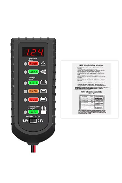 Streak Akü Test Cihazı 12 24 Volt Ekranlı Batarya Ölçme Cihazı Regülatör Alternatör Kontrol