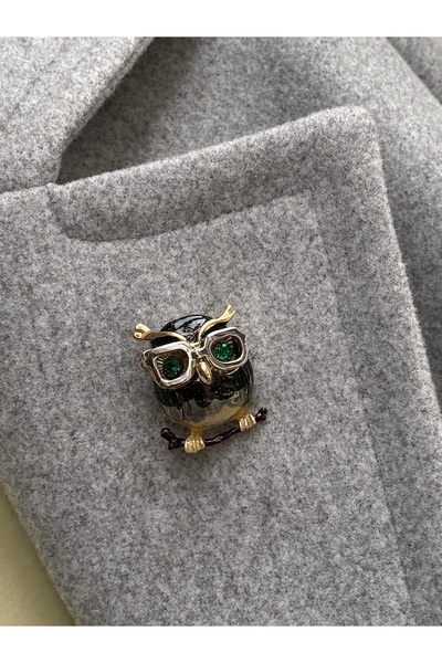 kurukafagift Broş Gözlüklü Renkli Baykuş Figürlü