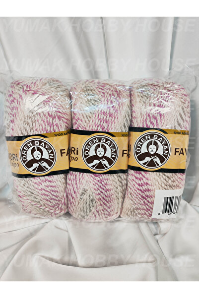 Ören Bayan FAVORİ CAİPO Pembe Ebruli El Örgü İpi (3 Adet) - Renk: 224