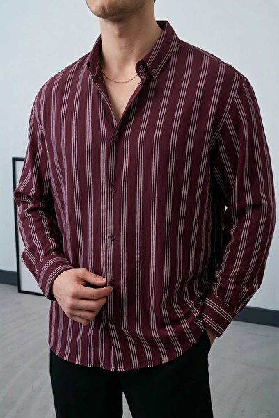 Wonraces Men's Half Oversized Comfortable Fit Stripe Patterned Summer Long Sl...