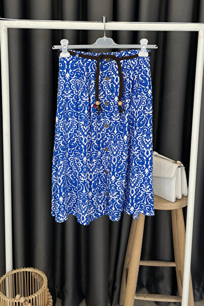 Noa&Noa تنورة من القش بأزرار للرجال - حزام قطعة - أزرق بلون الكوبالت أزرق بلو...