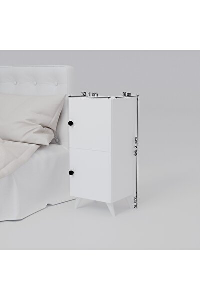 Sally Home SALLY Kapaklı Modern Dikey Başucu Sehpası Depolama Alanlı Komodin Beyaz- ÇOKLU KULLANIM SUNAR