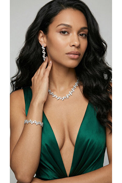 HUBANN Mekik Crystal Stone Necklace Earrings Jewelry Set Evening Dress Event ...