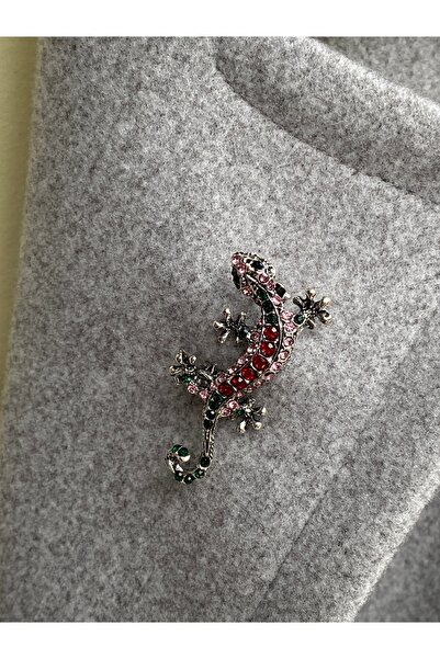 kurukafagift Broş Kertenkele Parlak Taşlı Figürlü