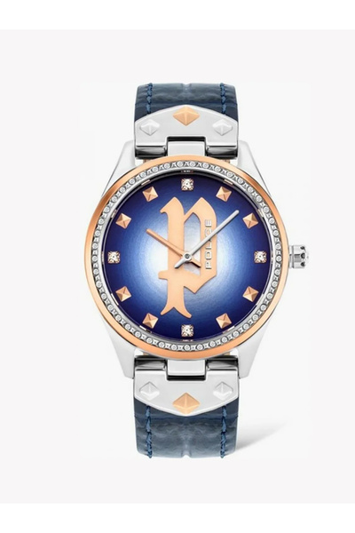 Police ساعة نسائية فضية اللون مصنوعة من جلد الأزرق، | Pl-16029MSTR/03