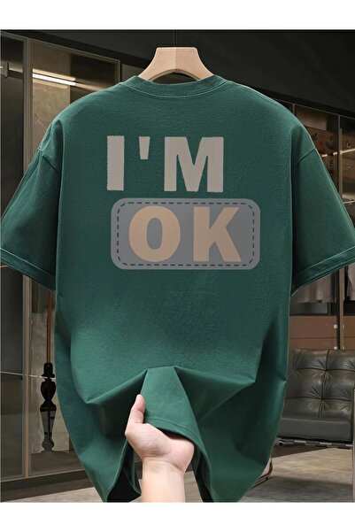 Oksit Unisex "I'M Ok" Printed Oversized Cotton T-Shirt - Special Design Patch...