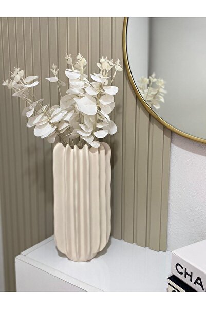 Tuge Home Serrate Seramik Vazo – Kum Beji