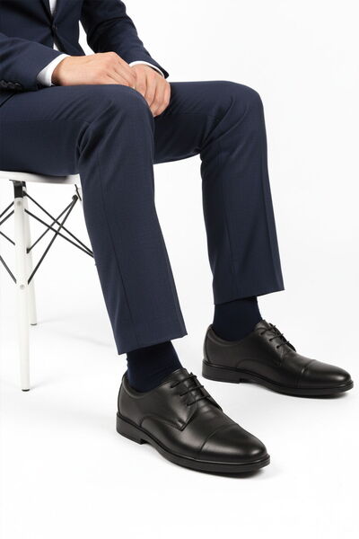 Aspor Black Genuine Leather Lace-Up Gel Sole Men's Classic Shoes