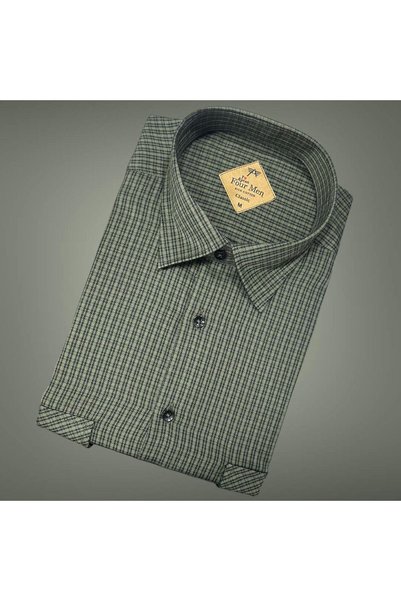 GÖMLEK GALERİSİ Classic Wide Cut Plaid Pack Double Pocketed Long Sleeve Cotton Men's Shirts