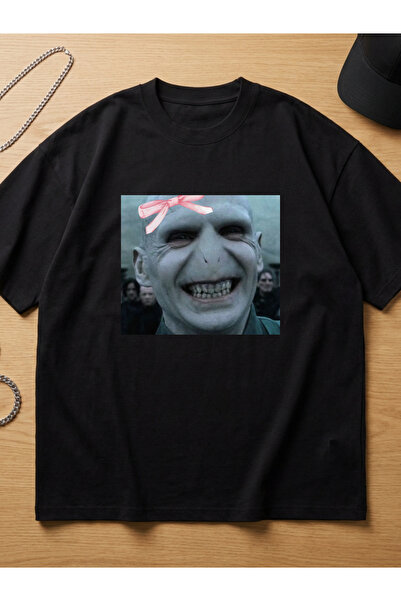 Savnera Harry Potter Pembe Kurdeleli Voldemort Baskılı Oversize Unisex Pamukl...