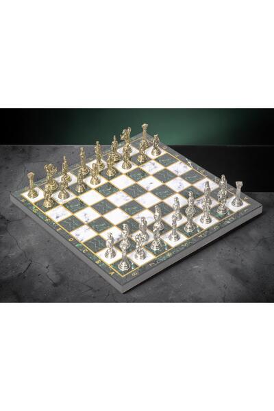 e-life shop Luxury Metal Chess Set Chrome Plated Roman Army Figure & Emerald ...