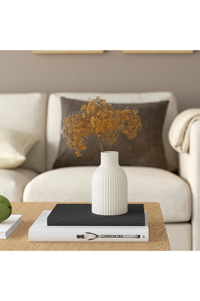 IKEA Vază albă din ceramică cu model ondulat 15 cm