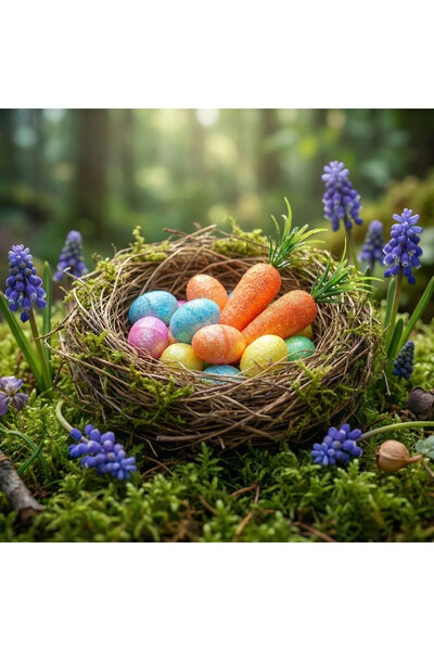 OEM Easter decoration - foam - glitter - egg, carrot - 36 pcs / pack